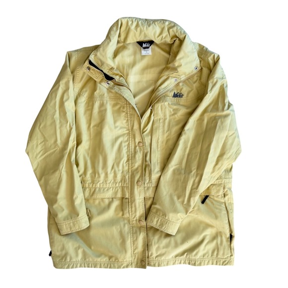 REI Jackets & Blazers - Vintage REI Elements Women XL Pale Yellow Hooded Rain Jacket Mesh Lined